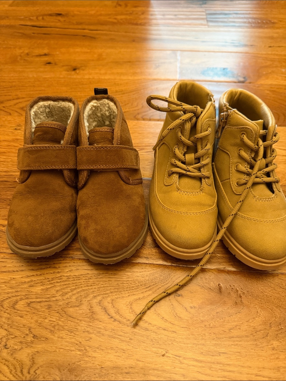Cat & Jack Kids Brown and Tan Boot Pair - Cozy Suede & Lace-Up Styles